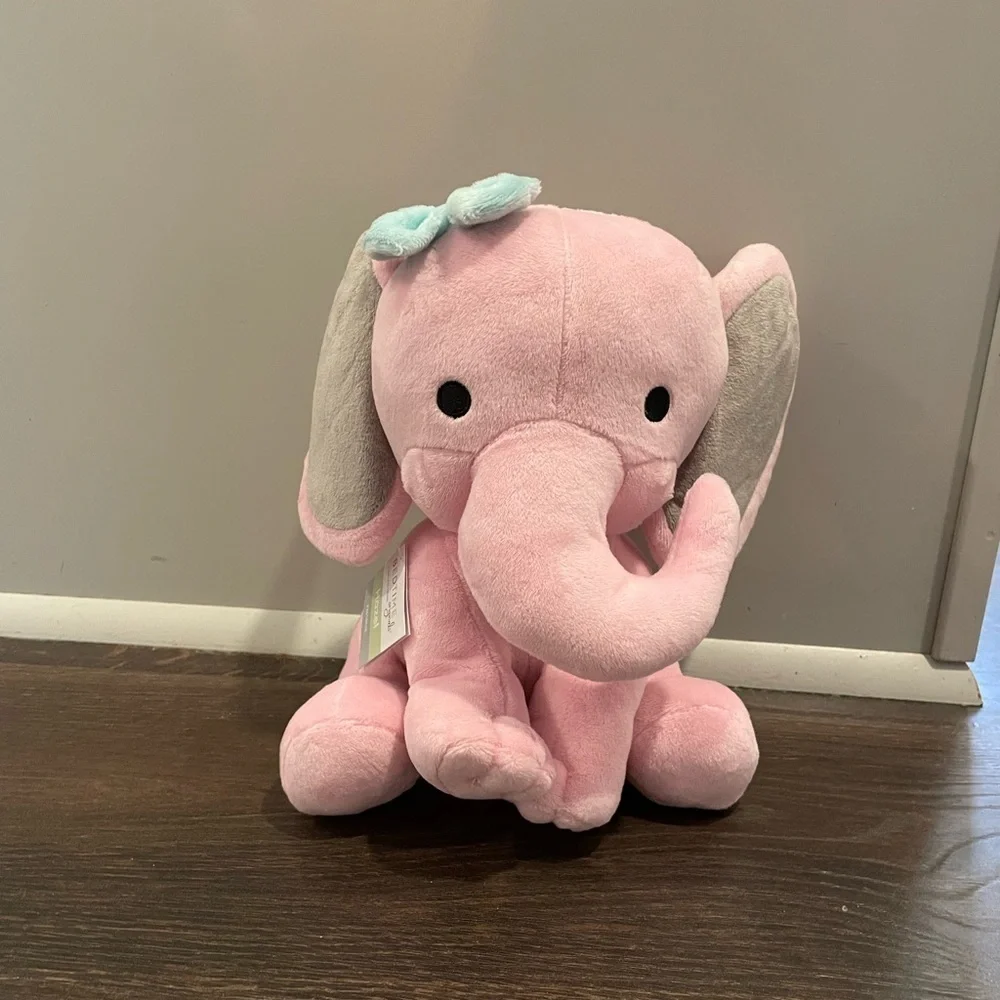 Bedtime Originals Twinkle Toes Pink Plush Elephant Stuffed Animal 10 Inch Hazel